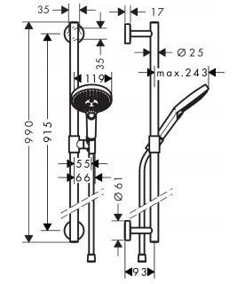 Hansgrohe Raindance Select S 120/Unica Comfort 0,90m zestaw prysznicowy biały/chrom 26322400