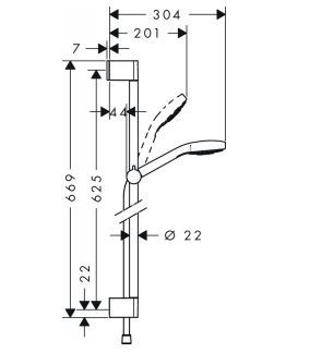Hansgrohe Croma Select E Multi 0,65m EcoSmart zestaw prysznicowy z drążkiem biały/chrom 26581400