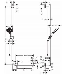 Hansgrohe Raindance Select S 120 zestaw prysznicowy lewy chrom 26324000