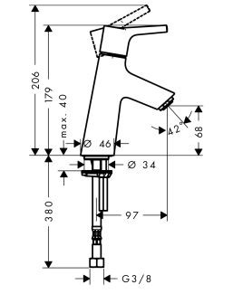 Hansgrohe Talis S bateria umywalkowa bez mieszacza 72017000