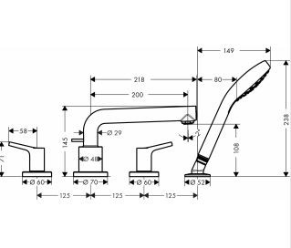 Hansgrohe Talis S bateria wannowa 4-otworowa chrom 72419000