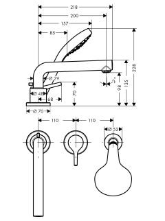 Hansgrohe Talis S bateria wannowa 3-otworowa chrom 72417000