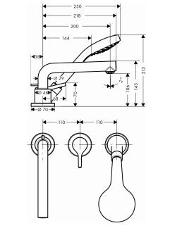 Hansgrohe Talis S bateria wannowa 3-otworowa chrom 72416000