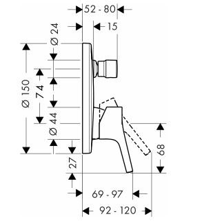 Hansgrohe Talis S bateria wannowa podtynkowa chrom 72405000