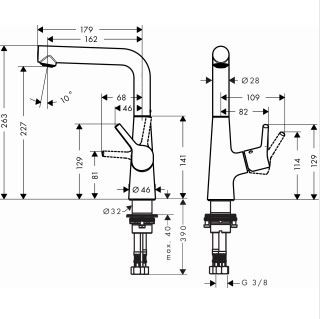 Hansgrohe Talis S bateria umywalkowa z obrotową wylewką wysoka z korkiem chrom 72105000