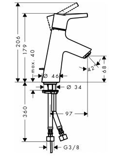 Hansgrohe Talis S bateria umywalkowa z korkiem chrom 72013000