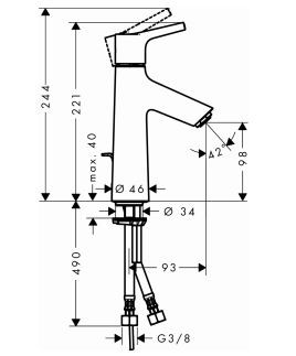 Hansgrohe Talis S bateria umywalkowa z korkiem chrom 72022000