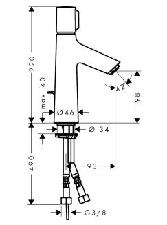 Hansgrohe Talis S bateria umywalkowa z korkiem chrom 72042000