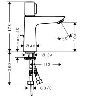 Hansgrohe Talis E bateria umywalkowa z korkiem chrom 71750000