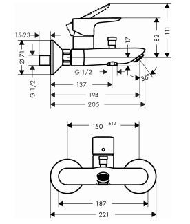 Hansgrohe Talis E bateria wannowa natynkowa chrom 71740000