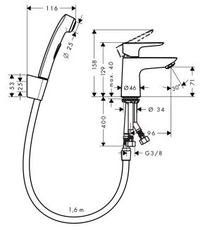 Hansgrohe Talis E zestaw bidette z korkiem chrom 71729000