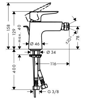 Hansgrohe Talis E bateria bidetowa z korkiem chrom 71720000