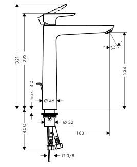 Hansgrohe Talis E bateria umywalkowa wysoka z korkiem chrom 71716000