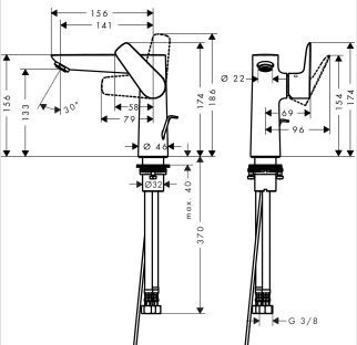Hansgrohe Talis E 150 bateria umywalkowa bez korka chrom 71755000