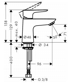 Hansgrohe Talis E bateria umywalkowabez mieszacza chrom 71706000