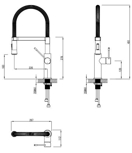Omnires bateria zlewozmywakowa chrom X3CR