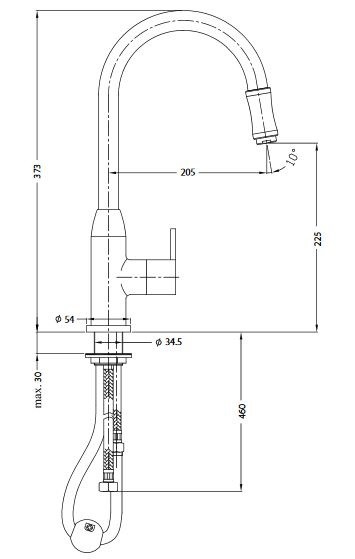 Omnires Clip bateria zlewozmywakowa chrom 2008NSCR