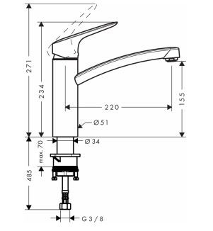 Hansgrohe Logis bateria kuchenna CoolStart Eco chrom 71839000