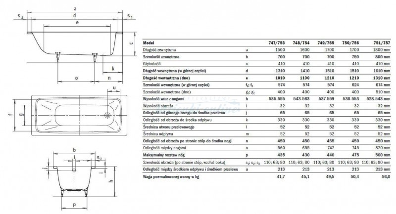 Kaldewei Cayono wanna prostokątna 160x70 model  748 2748 0001 0001