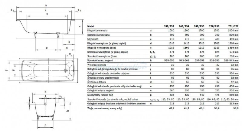 Kaldewei Cayono wanna prostokątna 150x70 model  747 2747 0001 0001