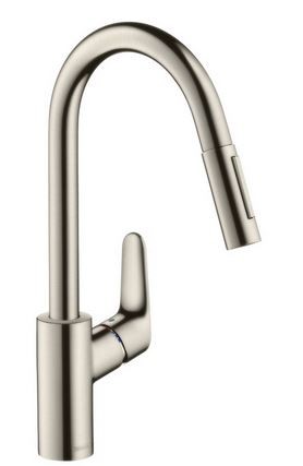 Hansgrohe Focus bateria kuchenna z wyciąganą wylewką z przełącznikiem stal szlachetna - optyczny 31815800