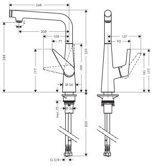 Hansgrohe Talis Select S bateria kuchenna z obrotową wylewką chrom 72820000