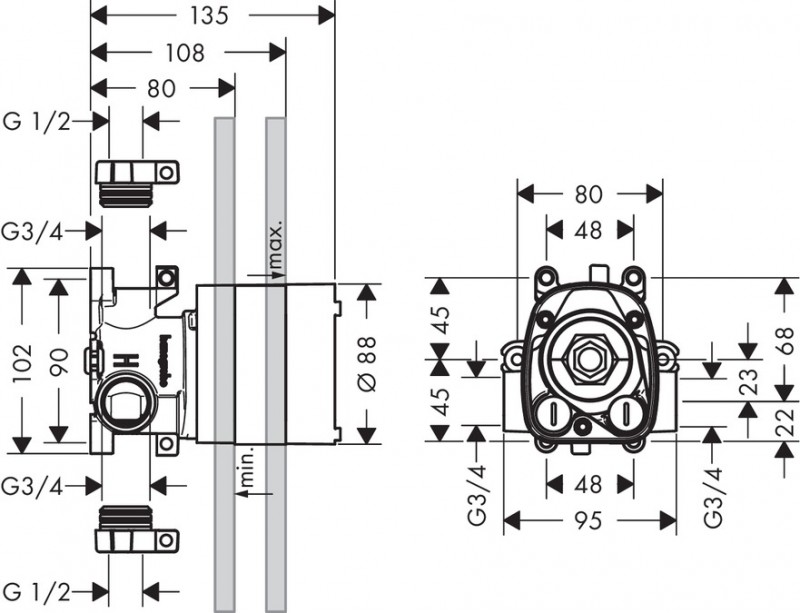 Axor ShowerCollection zestaw podtynkowy do baterii termostatycznej  10754180
