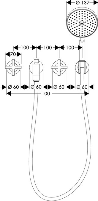 Axor Citterio bateria wannowa 3-otworowa podtynkowa chrom 39447000