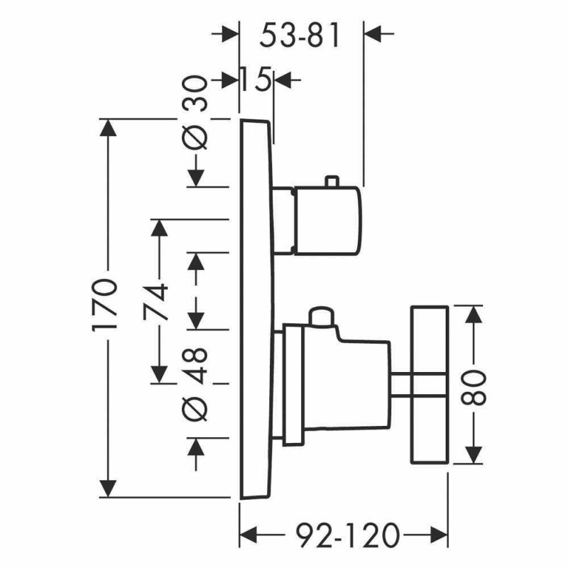 Axor Citterio bateria termostatyczna podtynkowa z zaworem odcinająco-przełączającym chrom 39725000