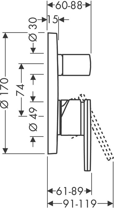 Axor Citterio bateria wannowo-prysznicowa podtynkowa chrom 39455000