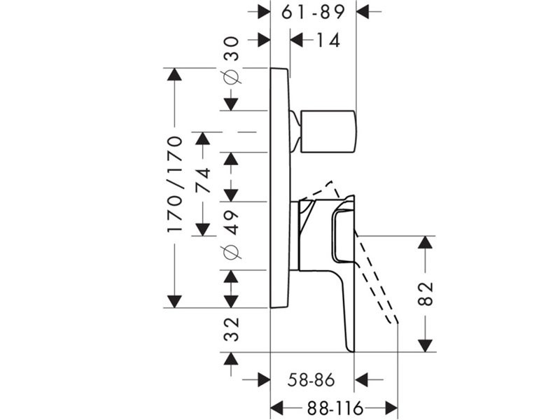 Axor Citterio E bateria wannowa podtynkowa chrom 36455000