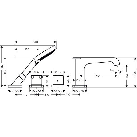 Axor Citterio E bateria termostatyczna 4-otworowa na brzeg wanny chrom 36411000