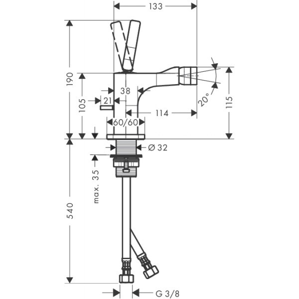 Axor Citterio E bateria bidetowa chrom 36120000