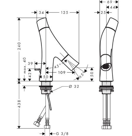 Axor Starck Organic bateria do małych umywalek chrom 12014000