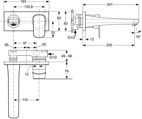 Ideal Standard Tonic II bateria umywalkowa ścienna podtynkowa chrom A6335AA