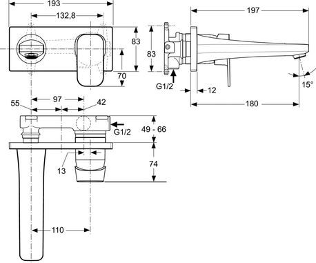 Ideal Standard Tonic II bateria umywalkowa ścienna podtynkowa chrom A6334AA