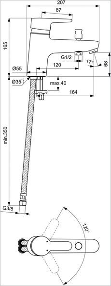 Ideal Standard Connect Blue bateria wannowa jednootworowa B9922AA