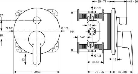 Ideal Standard Connect Blue bateria wannowa podtynkowa A5802AA