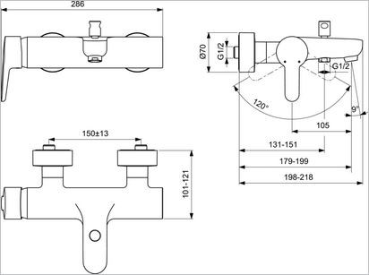 Ideal Standard Connect Blue bateria wannowa natynkowa B9921AA