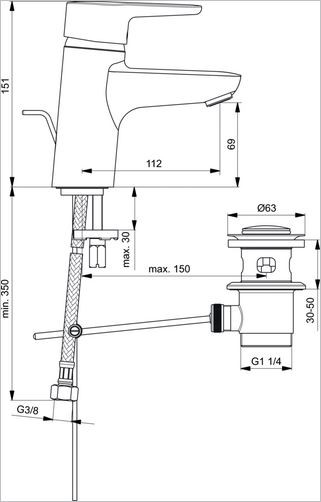 Ideal Standard Connect Blue bateria umywalkowa z ograniczonym przepływem stojąca z korkiem chrom B9936AA