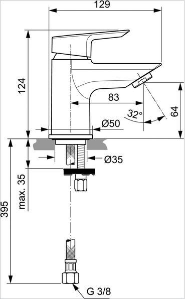 Ideal Standard Tesi bateria umywalkowa stojąca Piccolo bez korka chrom A6568AA