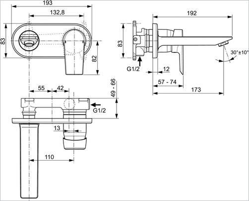 Ideal Standard Tesi bateria umywalkowa podtynkowa chrom A6578AA