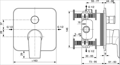 Ideal Standard Tesi bateria wannowa podtynkowa chrom A6586AA