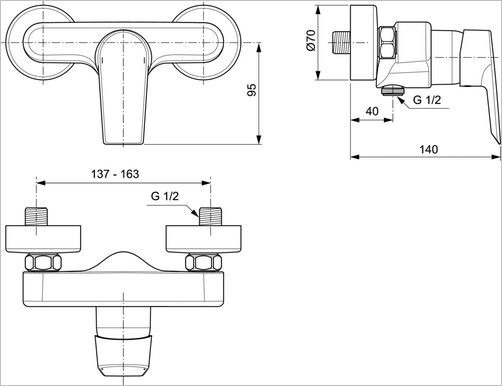 Ideal Standard Tesi bateria prysznicowa natynkowa chrom A6581AA