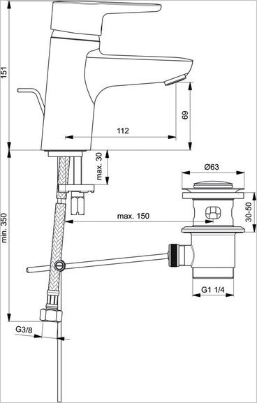 Ideal Standard Connect Blue bateria umywalkowa stojąca z korkiem chrom B9914AA