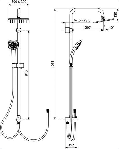 Ideal Standard Rain Cube zestaw prysznicowy z deszczownicą do baterii ściennej chrom A5862AA