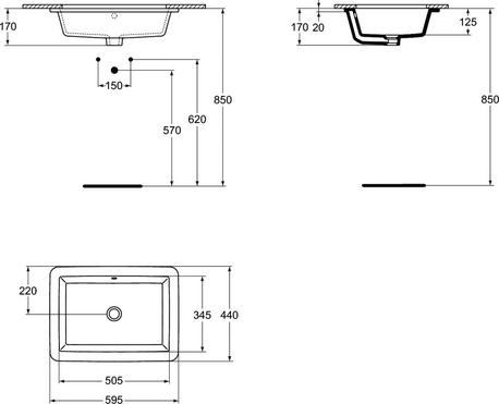 Ideal Standard Strada umywalka podblatowa 59cm bez otworu na baterię K077901