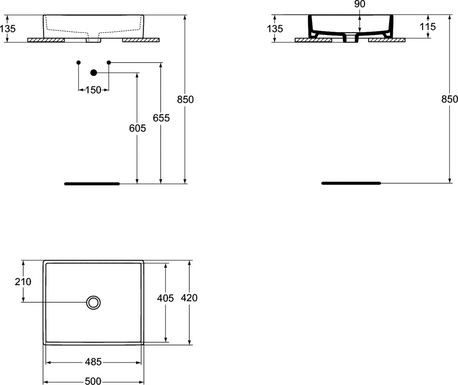 Ideal Standard Strada umywalka nablatowa 50 cm bez otworu na baterię K077601