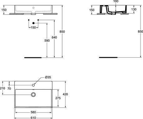 Ideal Standard Strada umywalka nablatowa 60 cm z otworem na baterię K078101