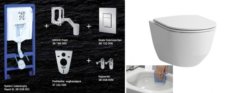 Grohe + Laufen PRO Rimless - Zestaw 7w1 - kompletny stelaż + muszla + deska wolnoopadająca
